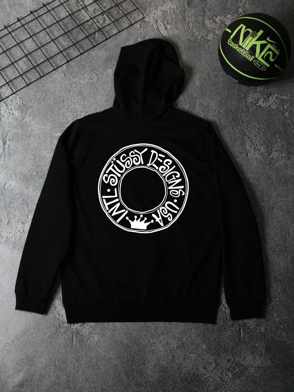 Толстовка Stussy весняна осіння спортивна кофта худі кенгуру стуссі чорна
