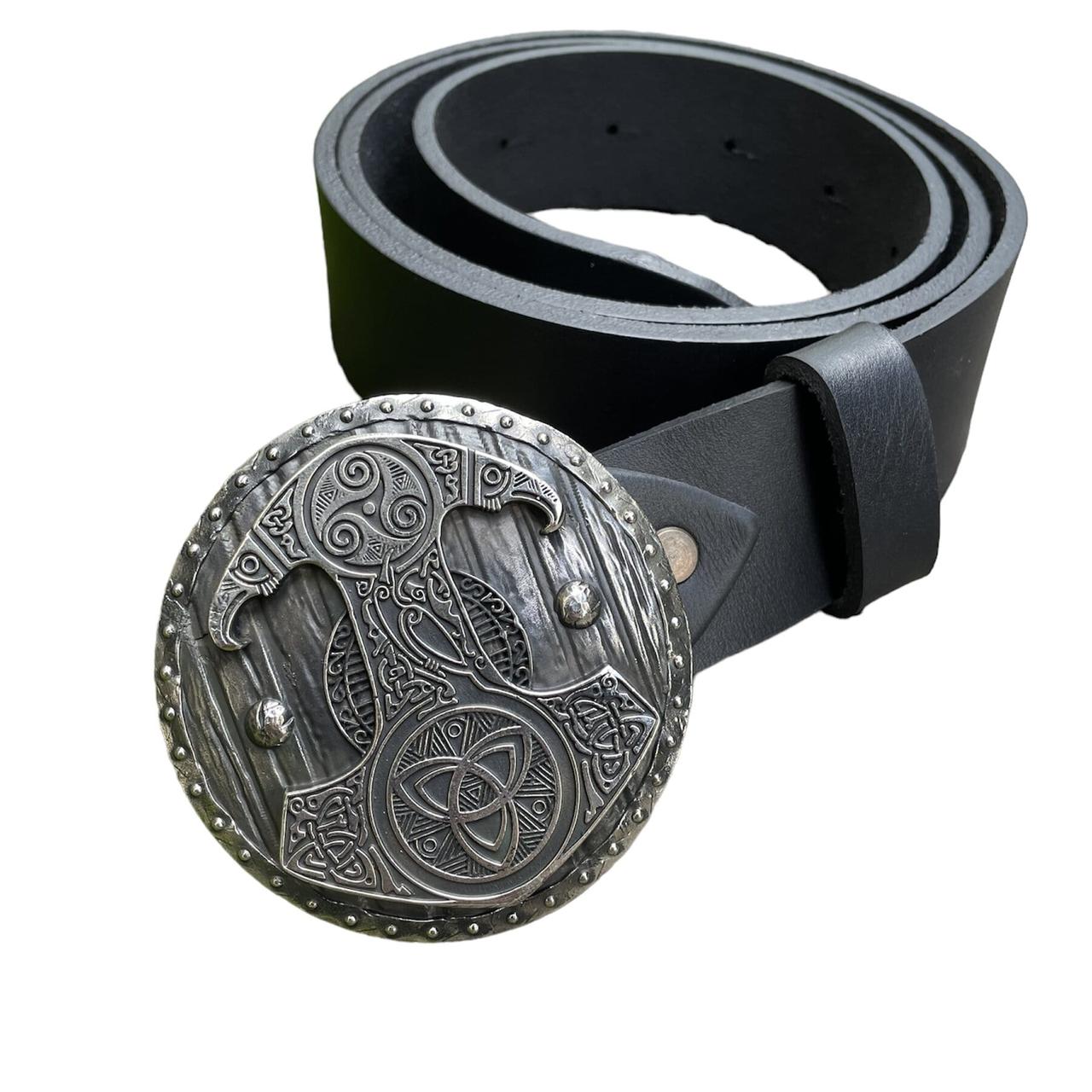 Пряжка МОЛОТ ТОРА на чоловічий ремінь Gorillas Accessories Нейзельбер, фото 1