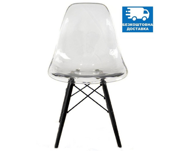 Стілець Тауер Вуд А прозорий чорні ніжки, фото 1