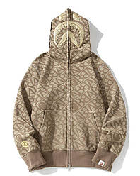 Толстовка Bape A Bathing Ape Shark Beige Camo Full Zip Mens Hoodie