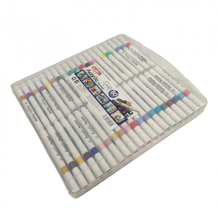 Набір акрилових маркерів 80 штук на водній основі в кейсі Acrylic Marker Y 04
