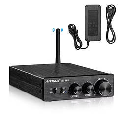 Підсилювач звуку AIYIMA A07 PRO black, 300 Вт на канал, Bluetooth 5.2, AUX, TPA3255, блок живлення 48V