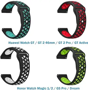 Набір ремінців для смарт-годинника BeCover Vents Style для Huawei Watch GT/GT 2 46mm/GT 2 Pro/GT Active/Honor Black White 4