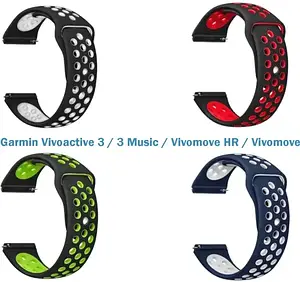 Набір ремінців для смарт-годинника BeCover Vents Style для Garmin Vivoactive 3/3 Music/Vivomove HR/Vivomove Bo Black White 4