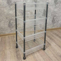 Етажерка NOSTALGIA прямокутна на 4 полиці на колесах прозора 5158 97