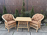 Набір з лози 2 крісла з подушками +стіл Кухонний, фото 8