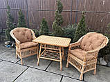 Набір з лози 2 крісла з подушками +стіл Кухонний, фото 2