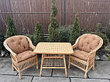 Набір з лози 2 крісла з подушками +стіл Кухонний, фото 7