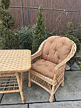 Набір з лози 2 крісла з подушками +стіл Кухонний, фото 6