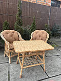 Набір з лози 2 крісла з подушками +стіл Кухонний, фото 9