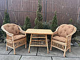 Набір з лози 2 крісла з подушками +стіл Кухонний, фото 3
