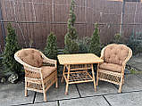 Набір з лози 2 крісла з подушками +стіл Кухонний, фото 4