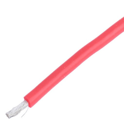 Кабель 10AWG провід 5.3 мм² мідний луджений у силіконовій ізоляції 1м багатожильний червоний