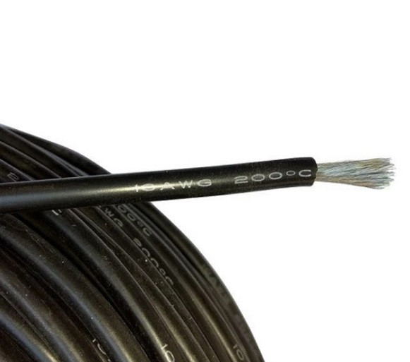 Кабель 10AWG провід 5.3 мм² мідний луджений у силіконовій ізоляції 1м багатожильний чорний