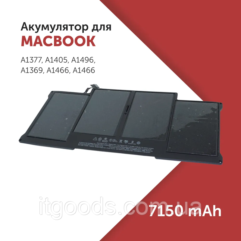 Акумулятор для ноутбука MacBook Air 13" A1405 MC503 MC504 A1369 2011 A1466 2012 MC965 MC966 MD231 MD232