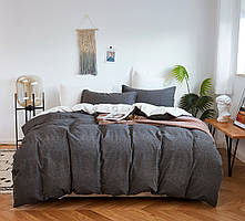 Постільна білизна Love You Варена бавовна Антрацит+Білий двостороння Євро