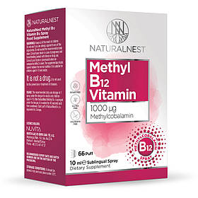 Дієтична добавка-спрей Вітамін B12 Naturalnest 1000 mcg, 10 мл Лівеста