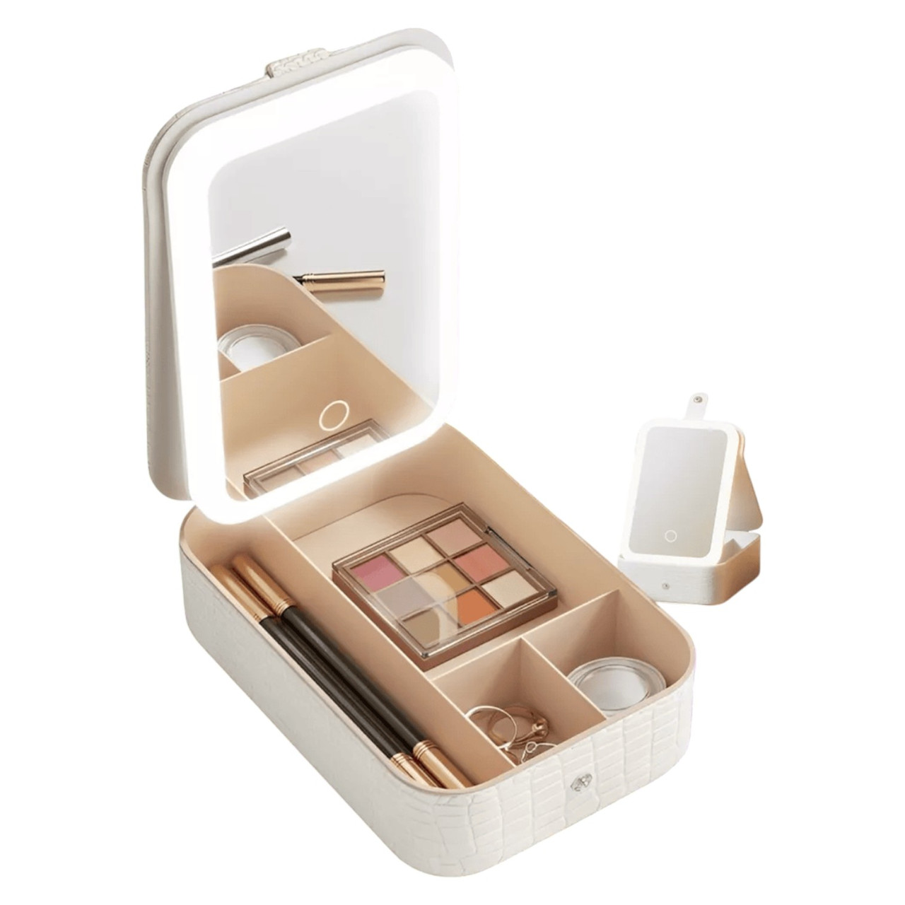 Дорожна косметичка з дзеркалом, валіза органайзер для косметики з дзеркалом і підсвіткою, місткий - фото 1 - id-p2532448202