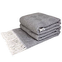 Плед бавовняний Паркет сірий Love You 140 x 200 см