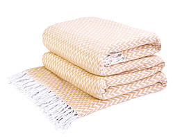 Плед бавняний зиґзаґ бежевий Love You 140 x 200 см