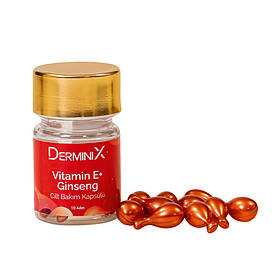Капсули для догляду за обличчям з витамином Е та женьшенем Derminix, 10 капсул Лівеста
