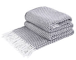 Плед бавовняний зіг-заг сірий Love You 140 x 200 см