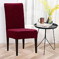 Чохол на стілець універсальний велюровий бордовий Love You