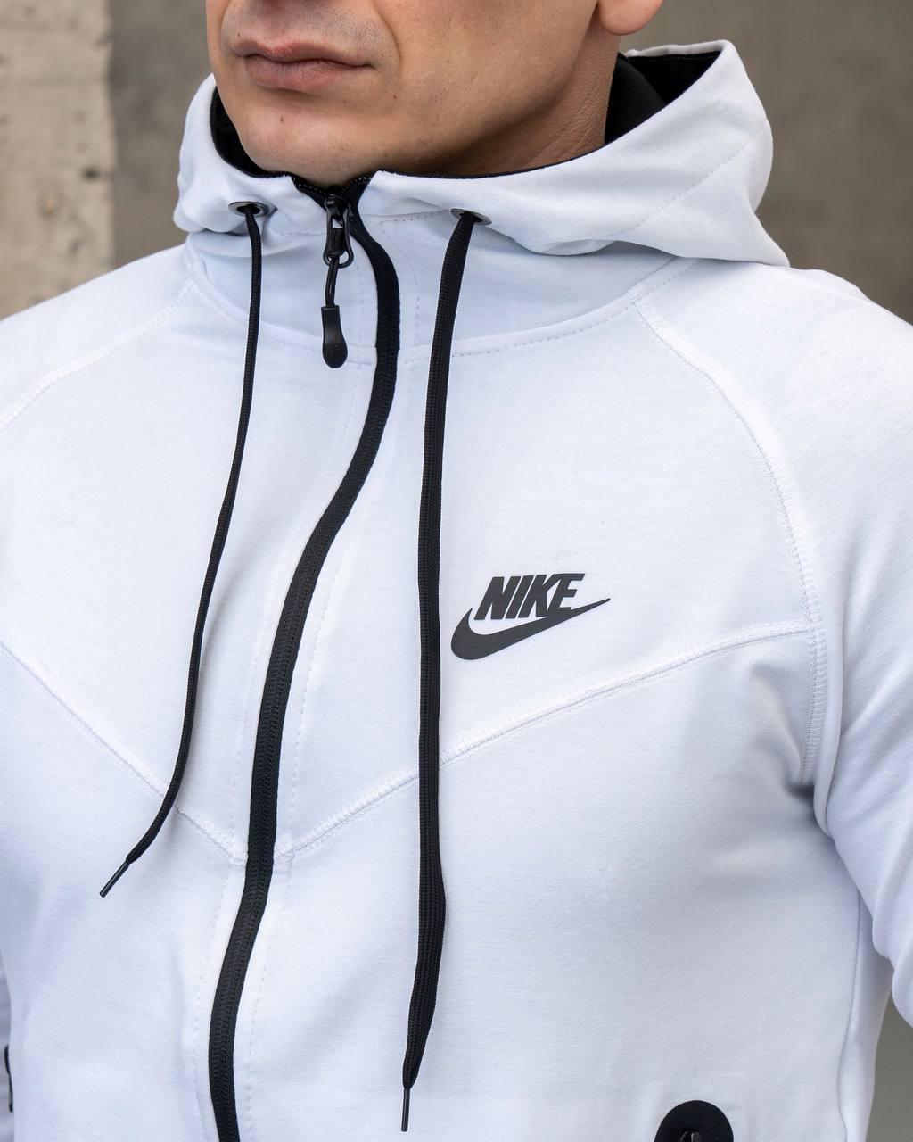 Спортивний костюм Nike Tech чоловічий весняний осінній кофта штани найк теч чорнo-білий