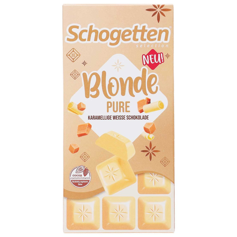 Шоколад Білий Блонд Шогеттен Schogetten Blonde Pure з Карамеллю 100 г Німеччина (15 шт./1 ящ), фото 1