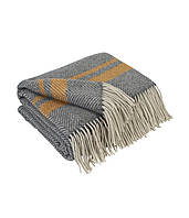 Плед Мериносовий однотонний із смужками білий-сірий-гірчиця Love You 140 x 200 см