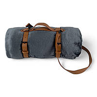 Плед тревел флісовий 150х200 темно-сірий з ременем Love You