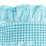 Вафельне простирадло-покривало з воланом Піке морська-хвиля HomeBrand 160 х 210 см, фото 2