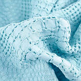 Вафельне простирадло-покривало з воланом Піке морська-хвиля HomeBrand 160 х 210 см, фото 3