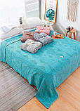 Вафельне простирадло-покривало з воланом Піке морська-хвиля HomeBrand 160 х 210 см, фото 4