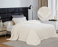 Плед-ковдра із шерпи і флісу молочний Love You 150 x 200 см