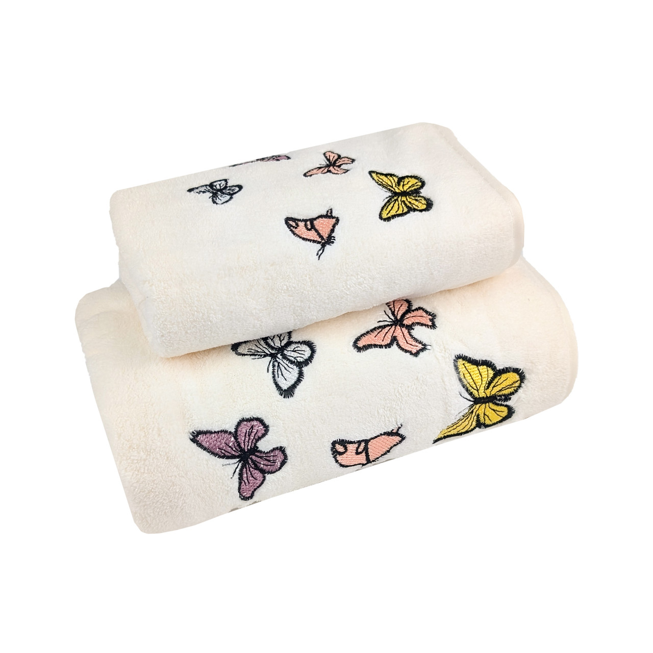 Набір рушників 2 шт Метелики 35x75 + 70x140 см Айворі LoveYouHome, фото 1