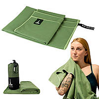 Дорожній спортивний рушник Love You з мікрофібри з чохлом Зелений 50х90