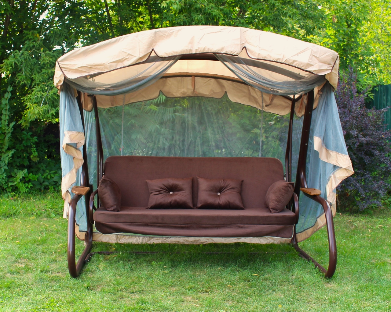 Гойдалки садові GreenGard Аланія Solo Гойдалка з відкидною спинкою та москітною сіткою "Безкоштовна доставка", фото 1