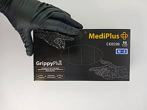 Багаторазові надміцні нітрилові рукавички GrippyPlus Black (50шт/25пар) XXL, фото 5