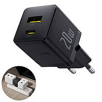 Мережевий зарядний пристрій Baseus Palm Fast Charger 20 W 1*USB QC 3.0 1*Type-C PD3.0 Black (P10111608113-00)