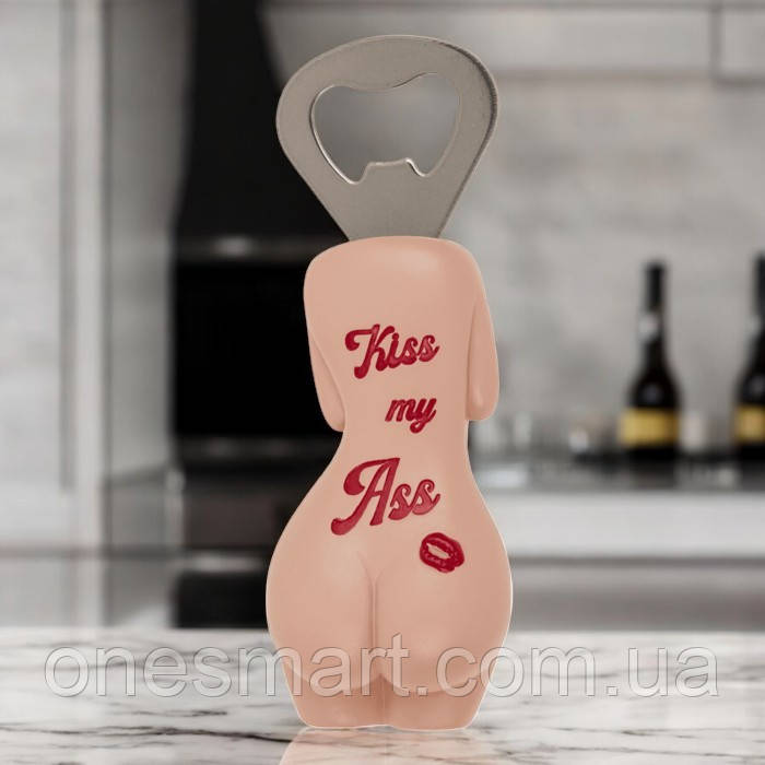 Відкривачка Kiss My Ass сувенірна для пляшок та напоїв 11 см OOTB, фото 1