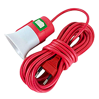 Переноска, подовжувач вилка — патрон, 10A, Е27, кнопка живлення, довжина 2,5 метра