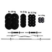 Набір Штанга + Гантелі 124 кг наборні гантелі розбірні