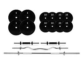 Набір Штанга + Гантелі 57 кг наборні гантелі розбірні