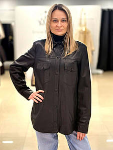 Жіноча стильна куртка сорочка з натуральної шкіри