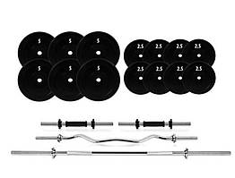 Набір Штанга + Гантелі 67 кг наборні гантелі розбірні