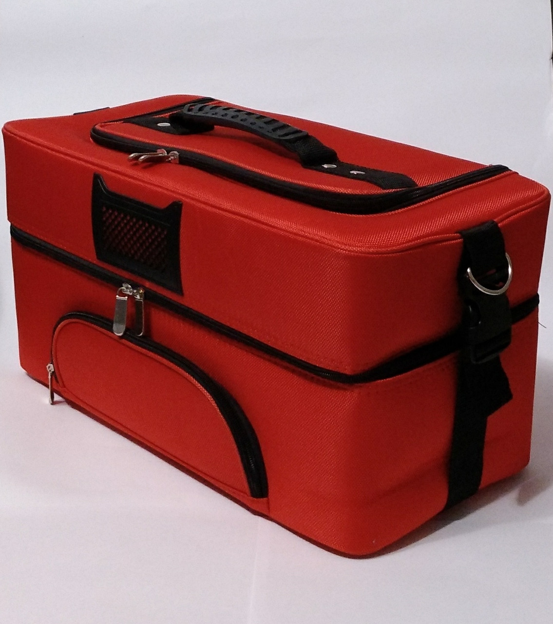 Сумка кейс валіза б'юті для майстрів текстиль червона