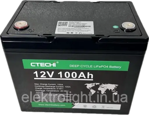 Акумулятор літій залізо-фосфатний CTECHi LiFePO4 12.8V 100Ah