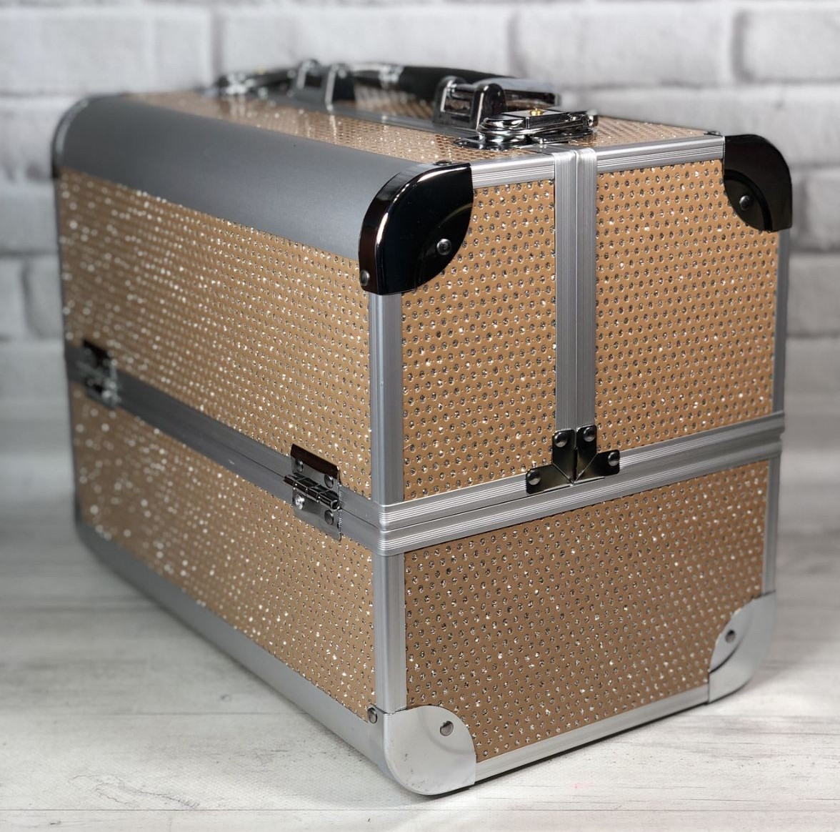 Б'юті алюмінієвий кейс валізу з ключем кави стрази гламур для майстрів