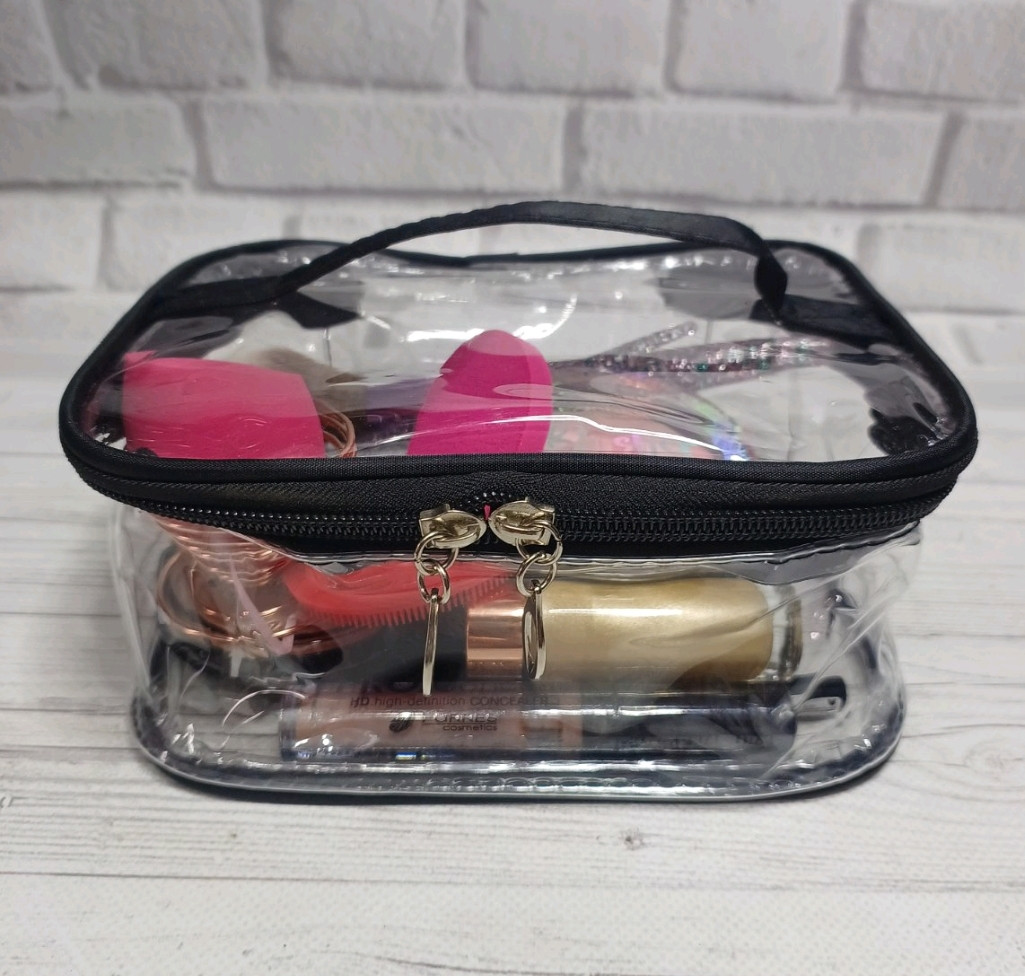 Косметичка прозора на змійці 19×15×8 см (без косметики)